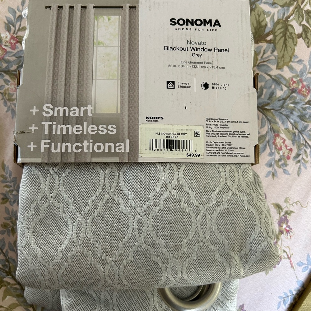 Sonoma Gray Patterned Blackout Window Panel